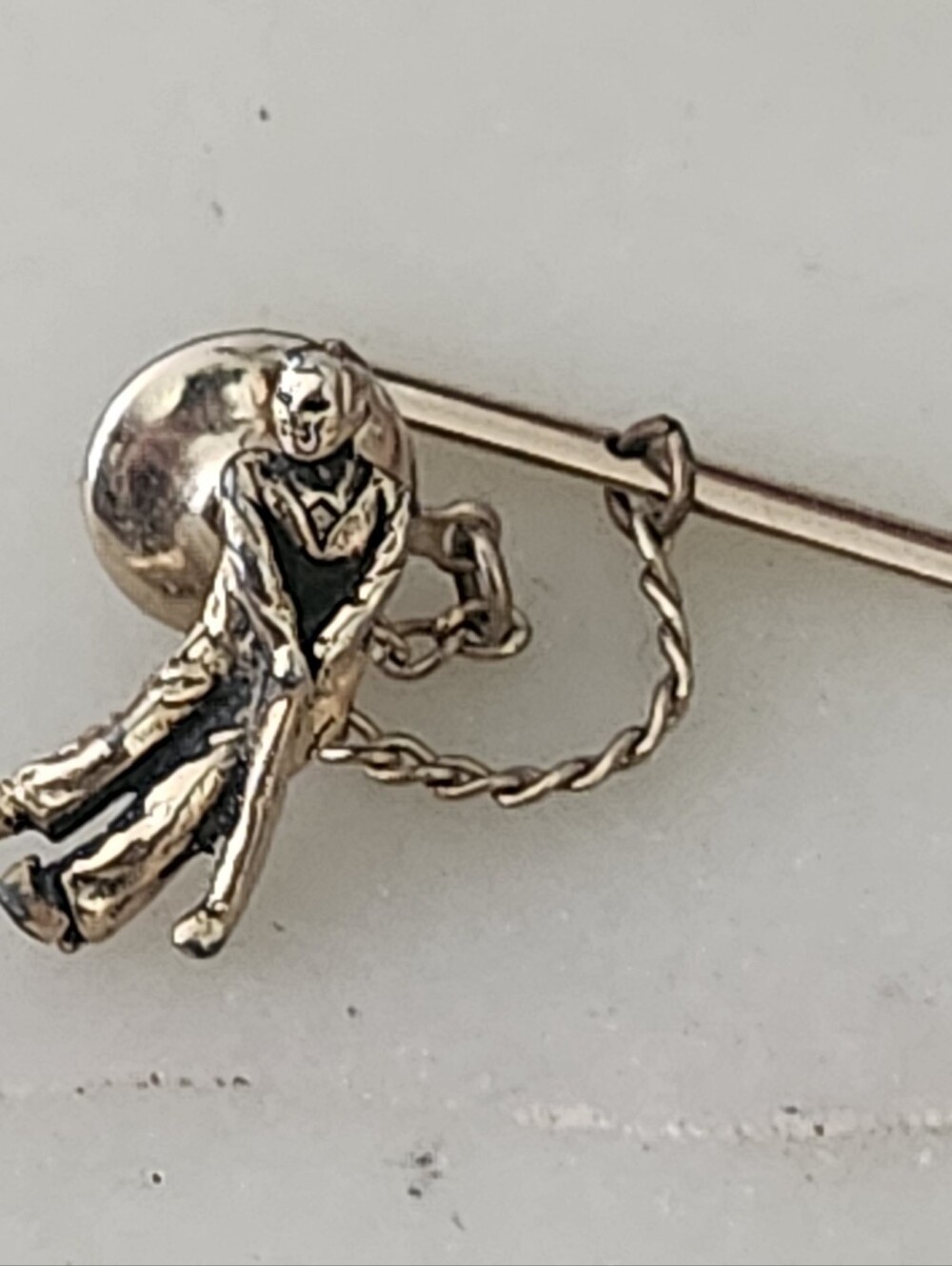 Gold-Tone Golfer Hitting Ball Figure Lapel Pin